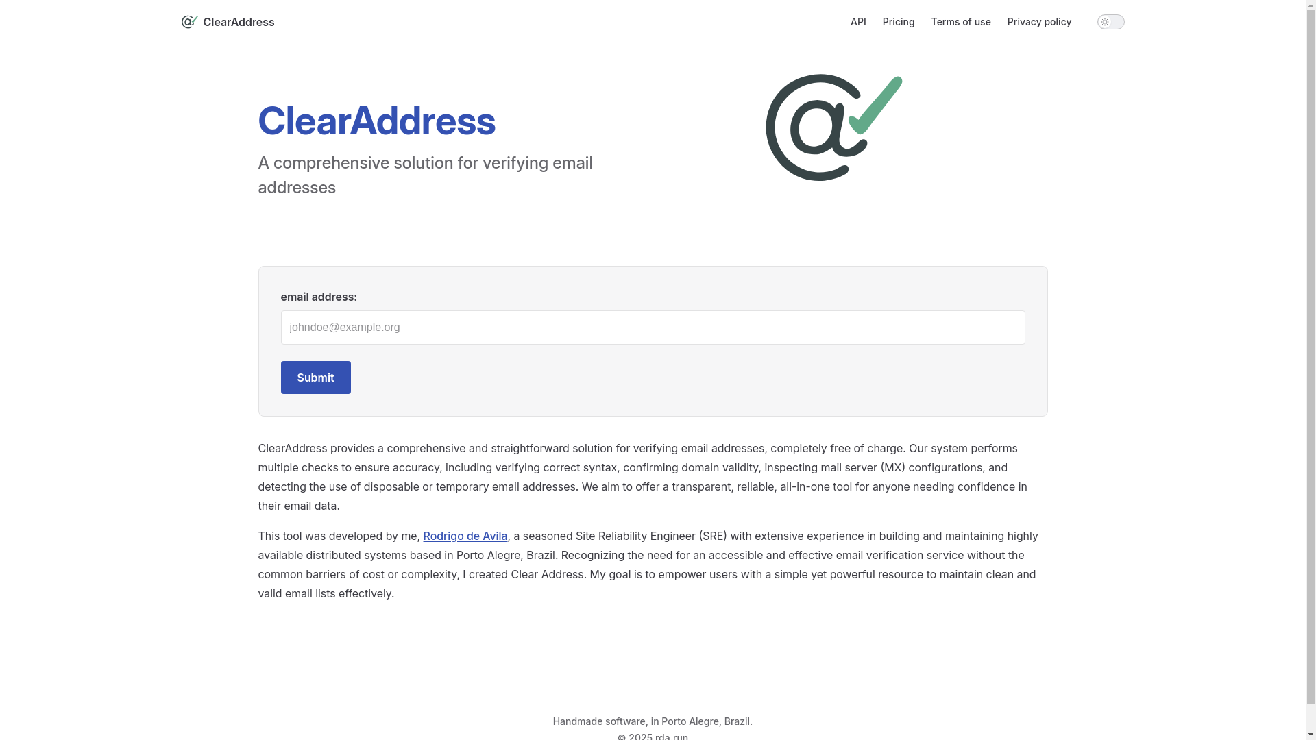 website screenshot of https://clear-address-site.pages.dev/