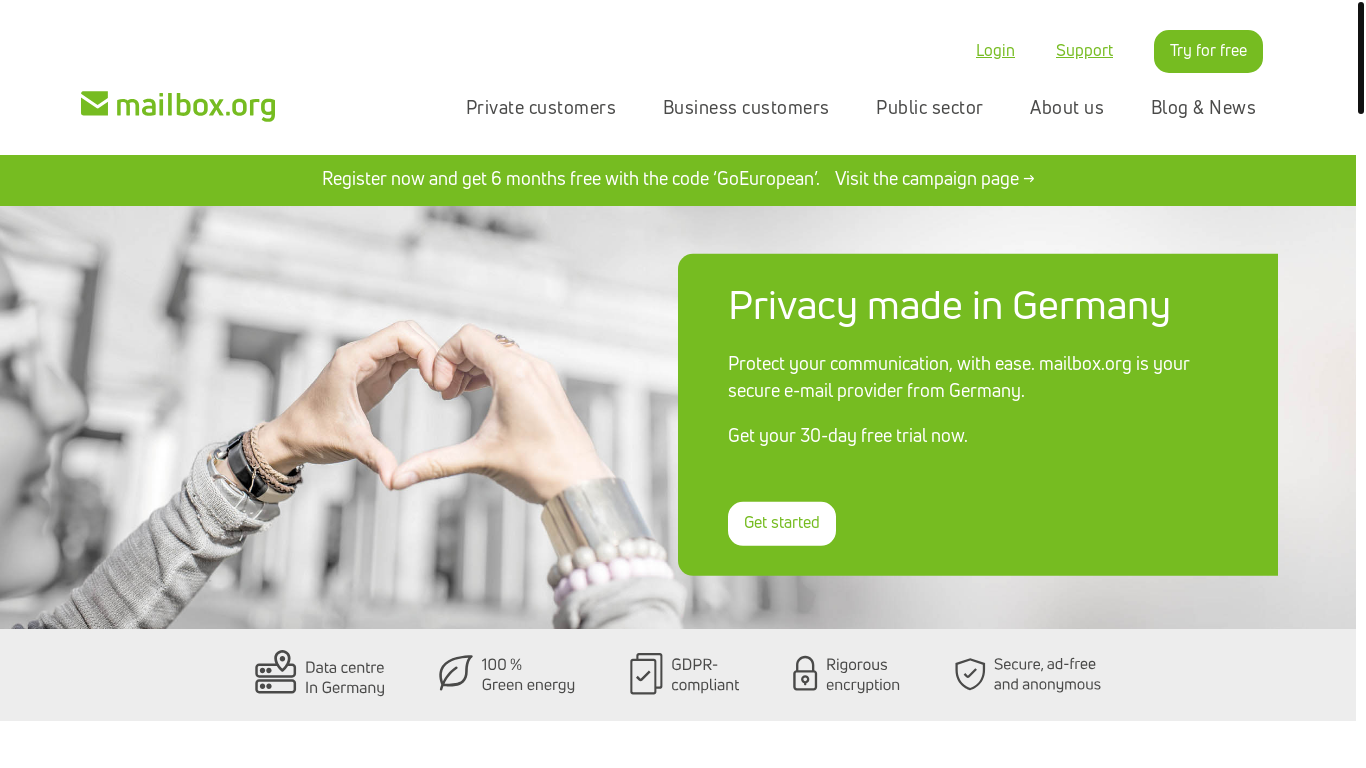 website screenshot of https://mailbox.org/