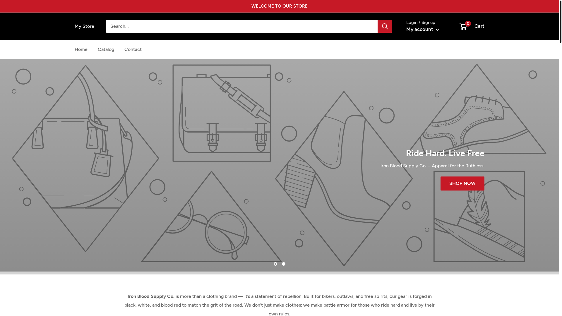 website screenshot of https://ironbloodsupplyco.com/