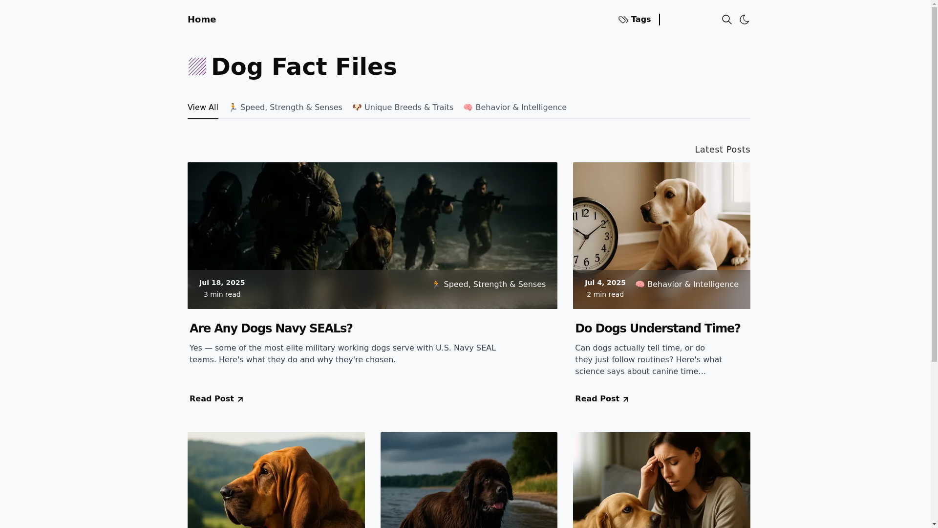 website screenshot of https://dogfactfiles.pages.dev/
