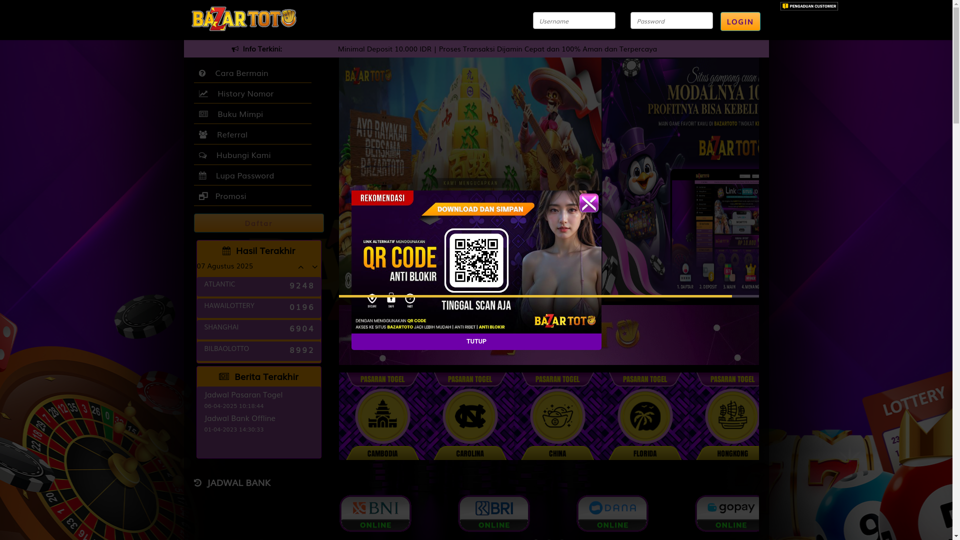 website screenshot of https://bazartoto111.com/