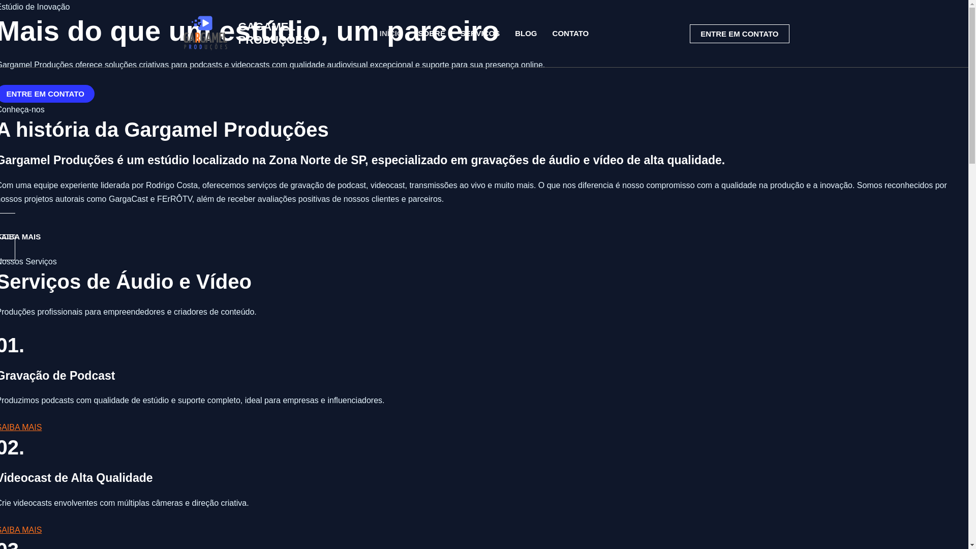 website screenshot of https://gargamelproducoes.com.br/