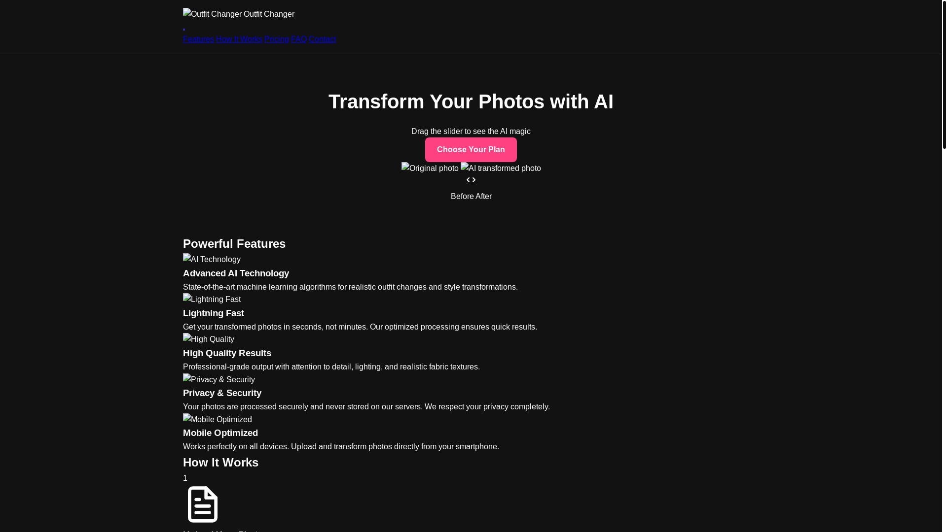 website screenshot of https://outfitchanger.online/
