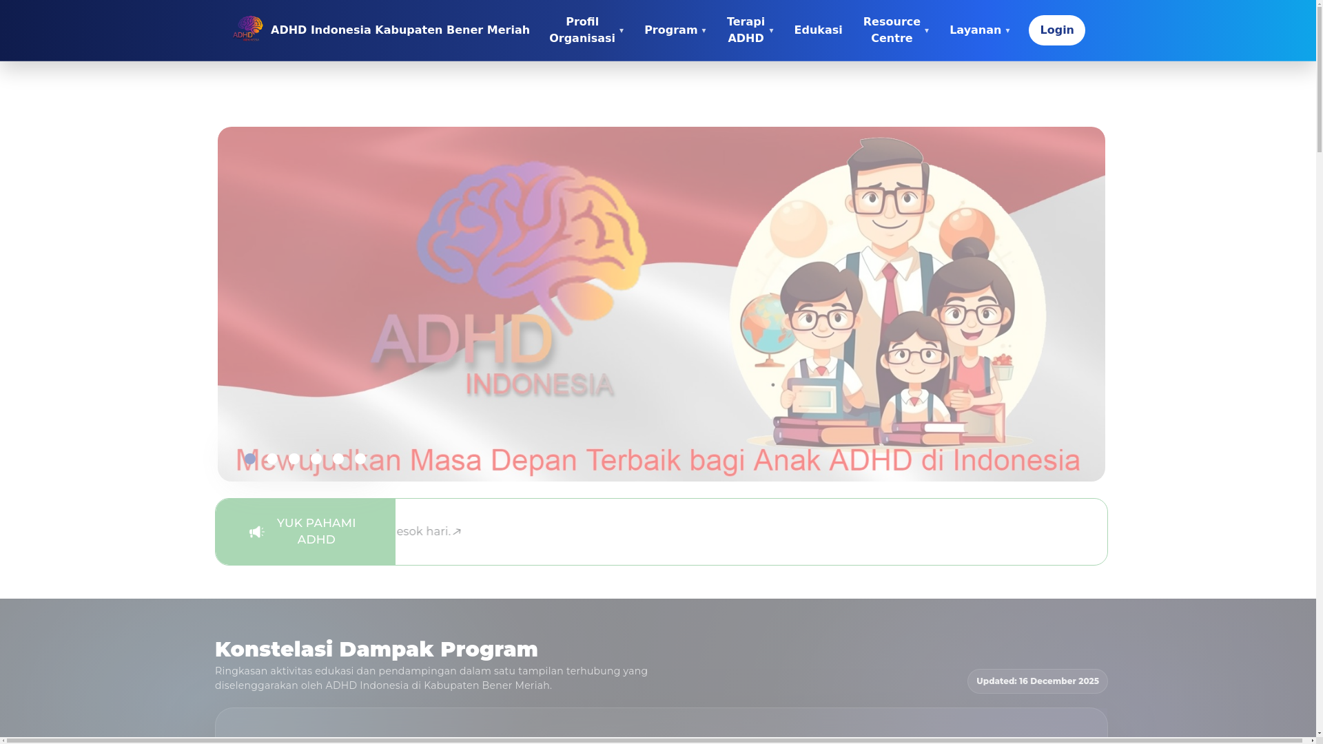website screenshot of https://adhdbenermeriah.org/