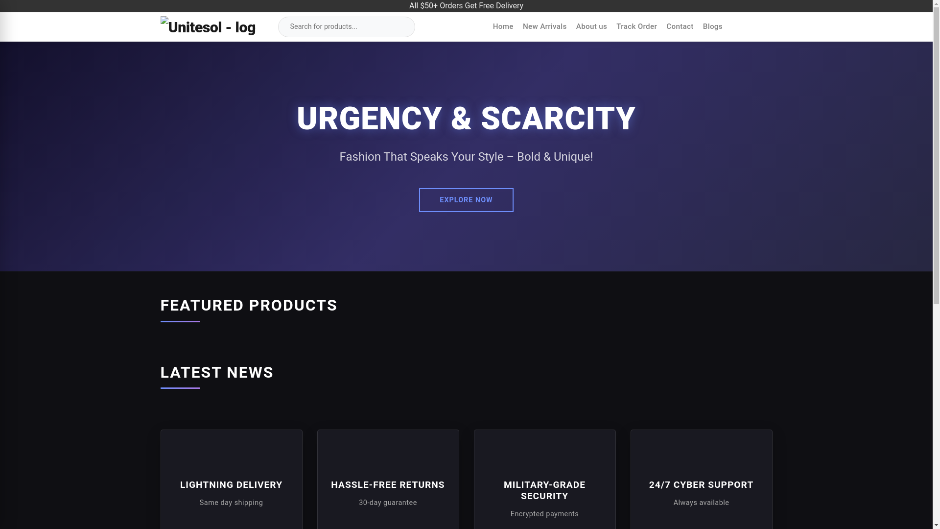 website screenshot of https://unitesole.shop/