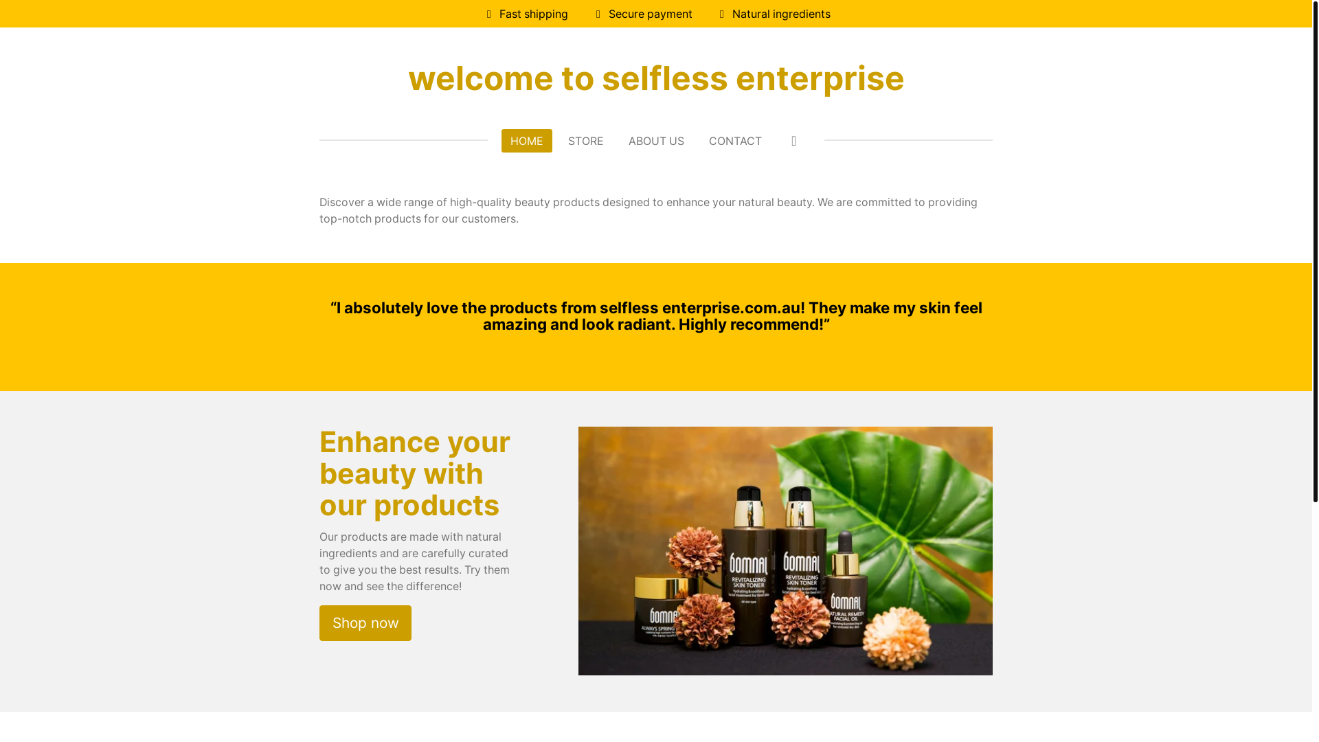 website screenshot of https://selflessenterprise.com.au/