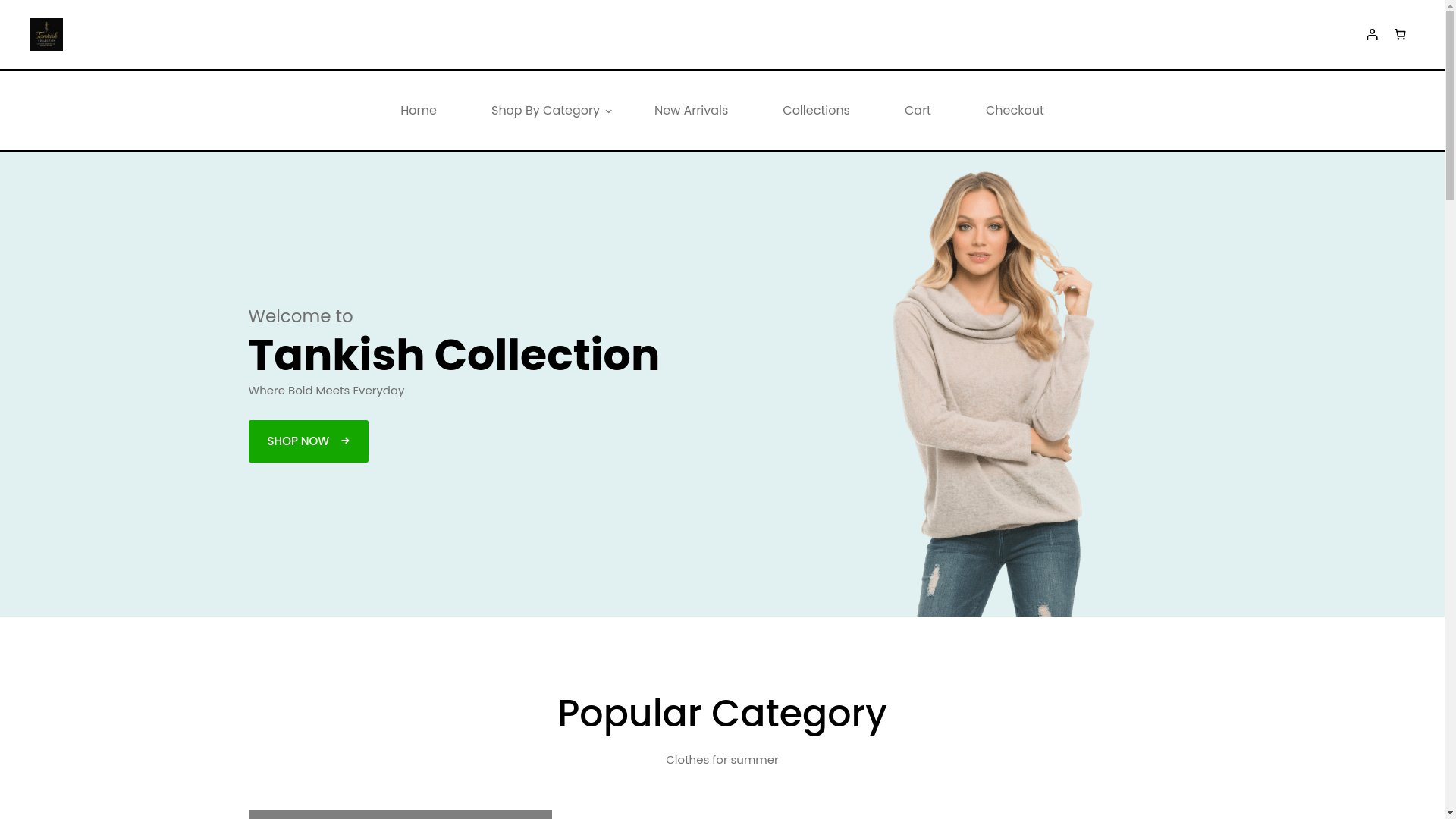 website screenshot of https://tankishcollection.in/