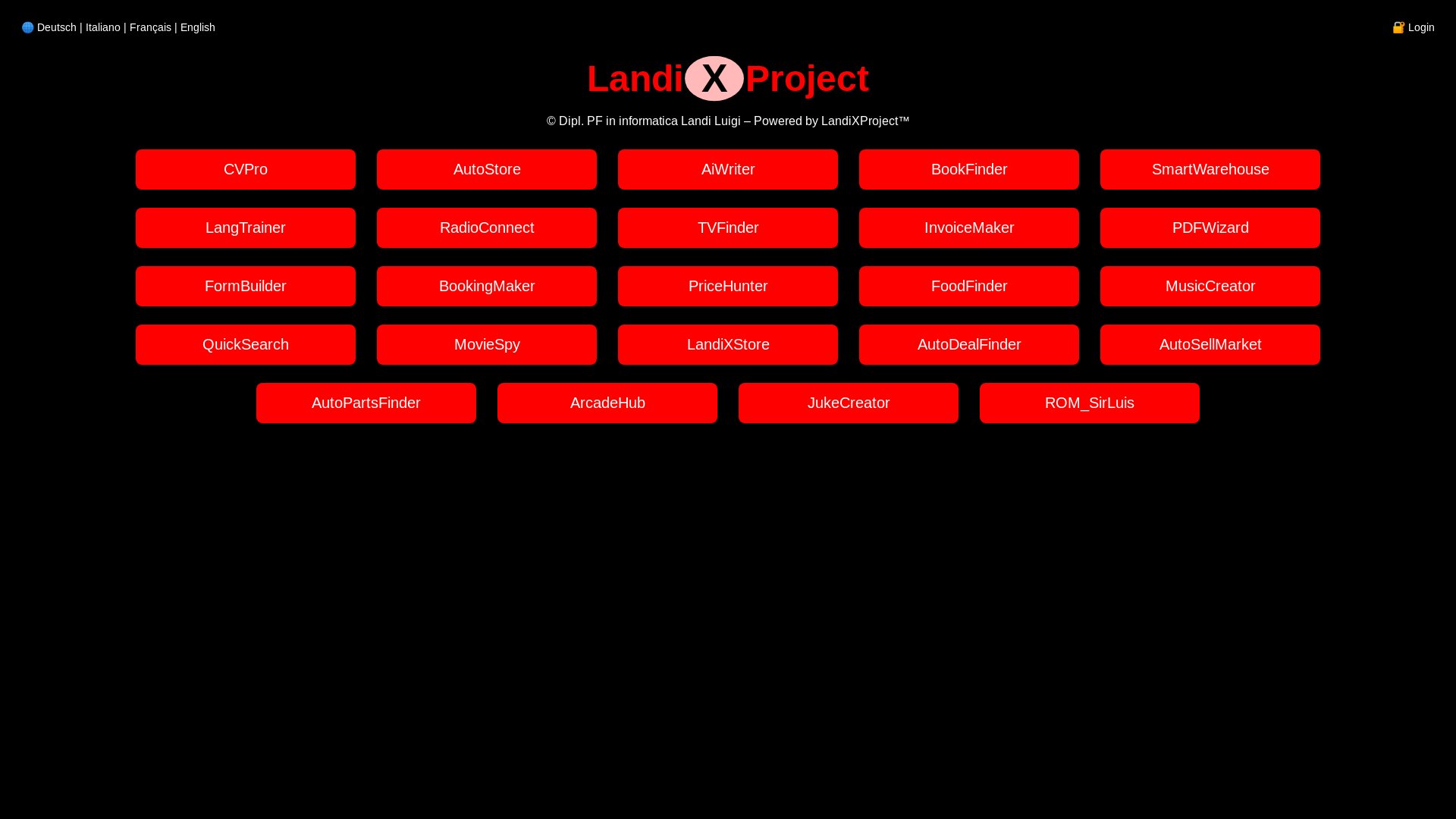 website screenshot of https://landixproject.ch/