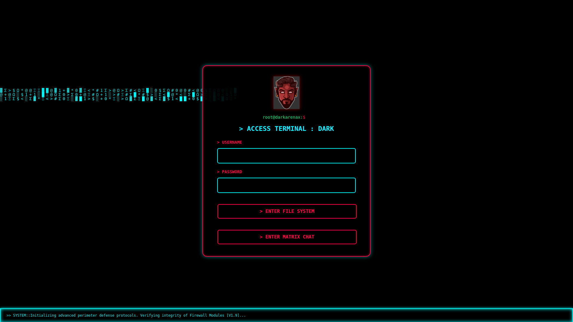 website screenshot of https://darkarenax.net