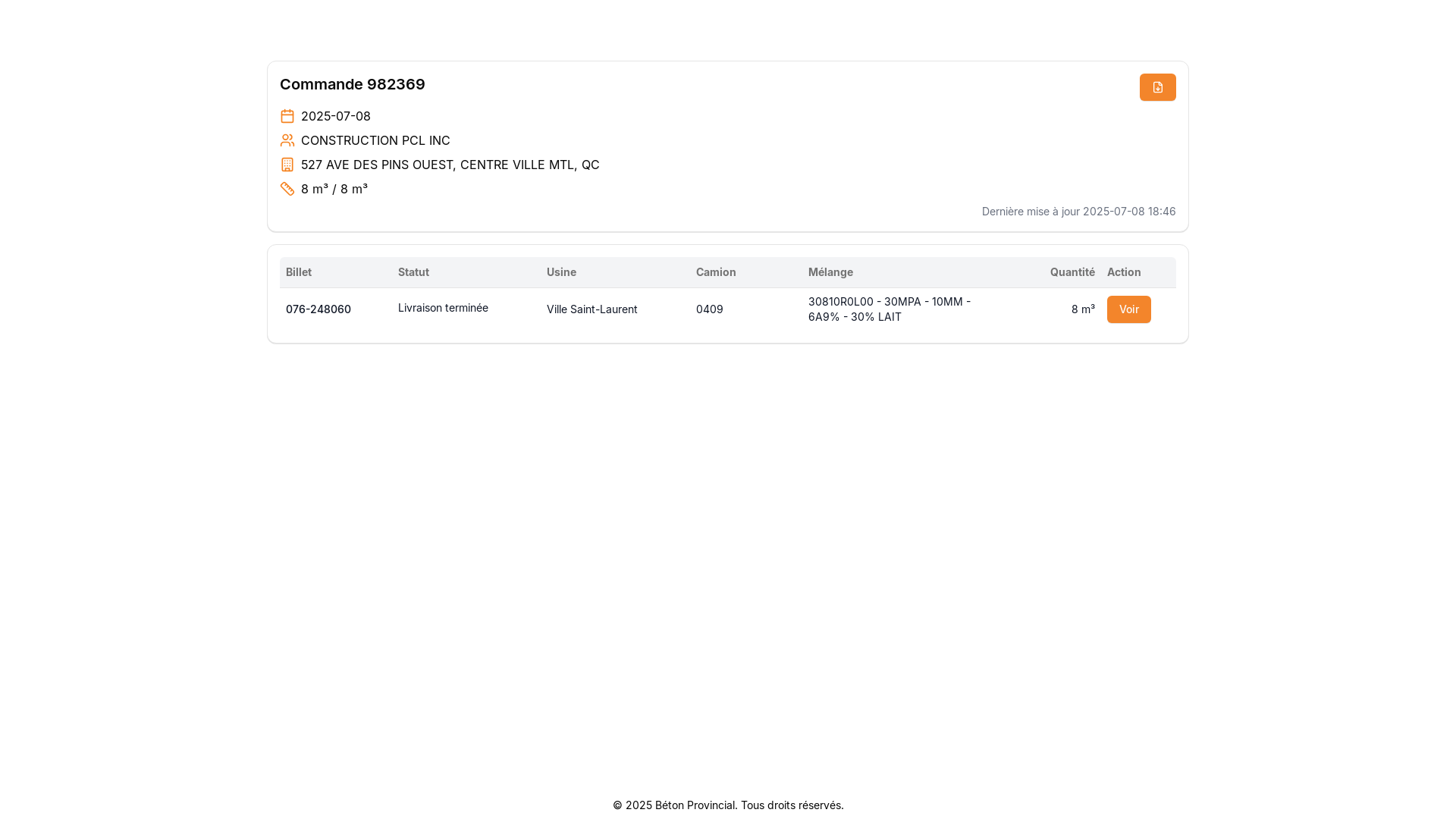 website screenshot of https://can01.safelinks.protection.outlook.com/?url=https%3A%2F%2Fportal.belixa.com%2Ffr%2Forders%2F982723%3Ftoken%3Dac59089f-f327-4213-a972-f38311b3982f&data=05%7C02%7CTRBlack%40pcl.com%7Cf73521b6a92340ea60bc08ddbf0d4200%7C434e9d2bd8d34bd9bd2703b20a16d863%7C0%7C0%7C638876785833244987%7CUnknown%7CTWFpbGZsb3d8eyJFbXB0eU1hcGkiOnRydWUsIlYiOiIwLjAuMDAwMCIsIlAiOiJXaW4zMiIsIkFOIjoiTWFpbCIsIldUIjoyfQ%3D%3D%7C0%7C%7C%7C&sdata=LNS5H%2B6wn%2Bexr9FWXXaJC3A%2Bs4GhUAw2KbGtBif%2Bm3A%3D&reserved=0