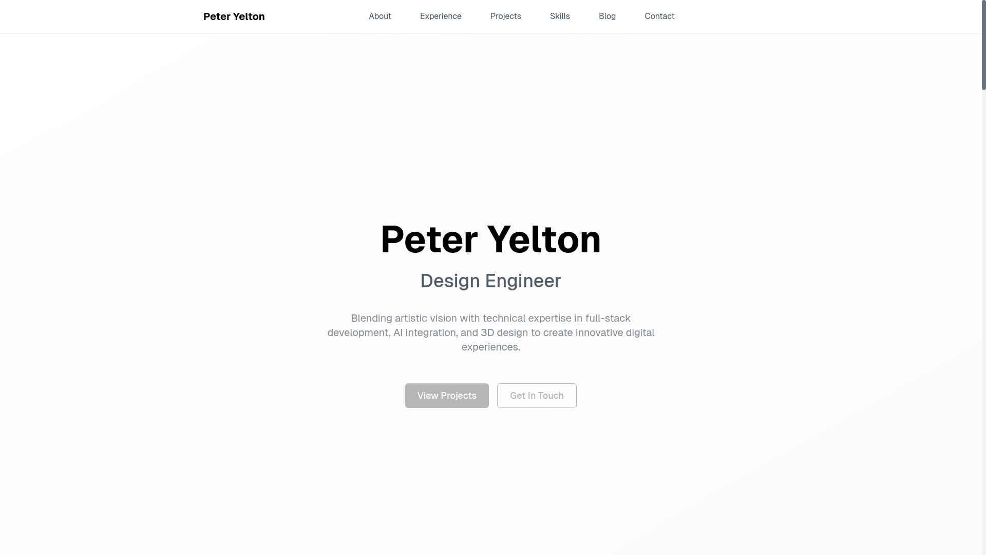 website screenshot of https://peteryelton.dev/