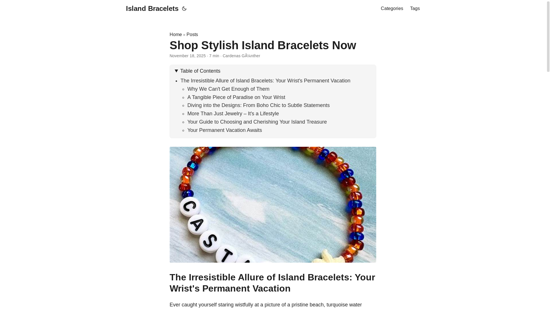 website screenshot of https://islandbracelets2.pages.dev/