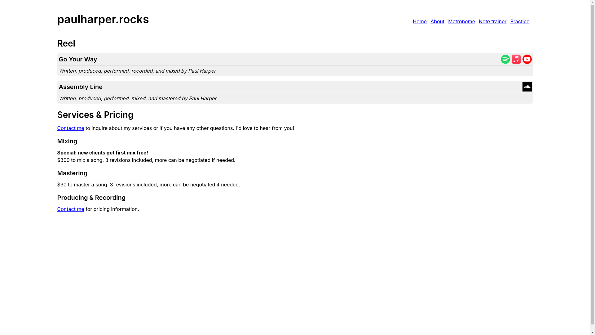 website screenshot of https://paulharper-rocks.pages.dev/