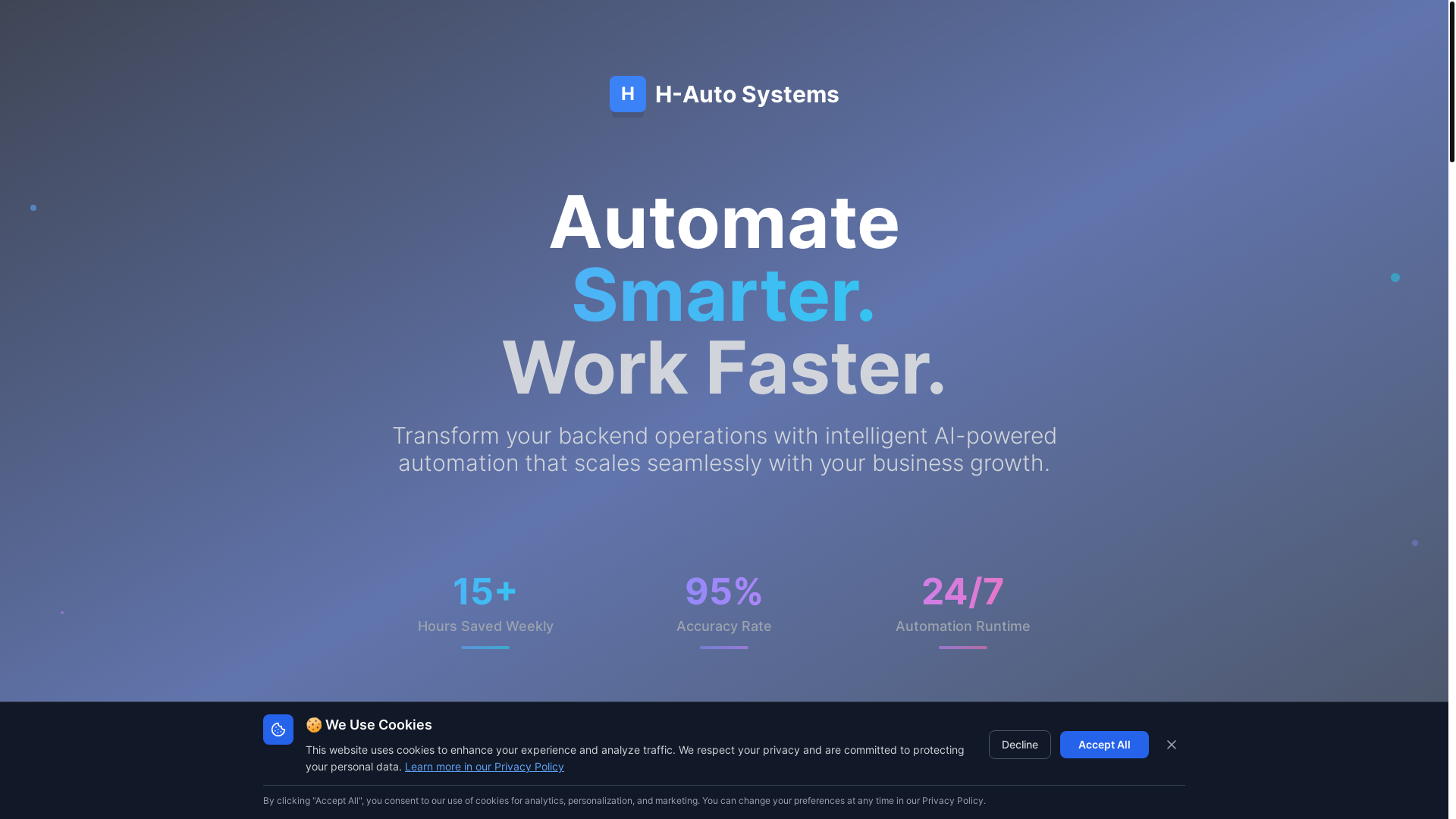 website screenshot of https://h-ai-systems.com/
