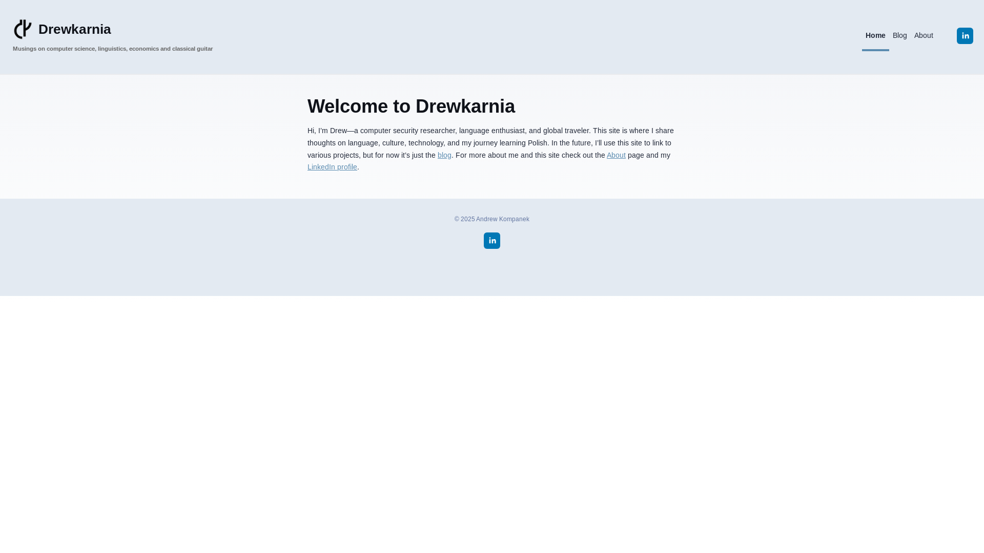 website screenshot of https://drewkarnia-blog.pages.dev/