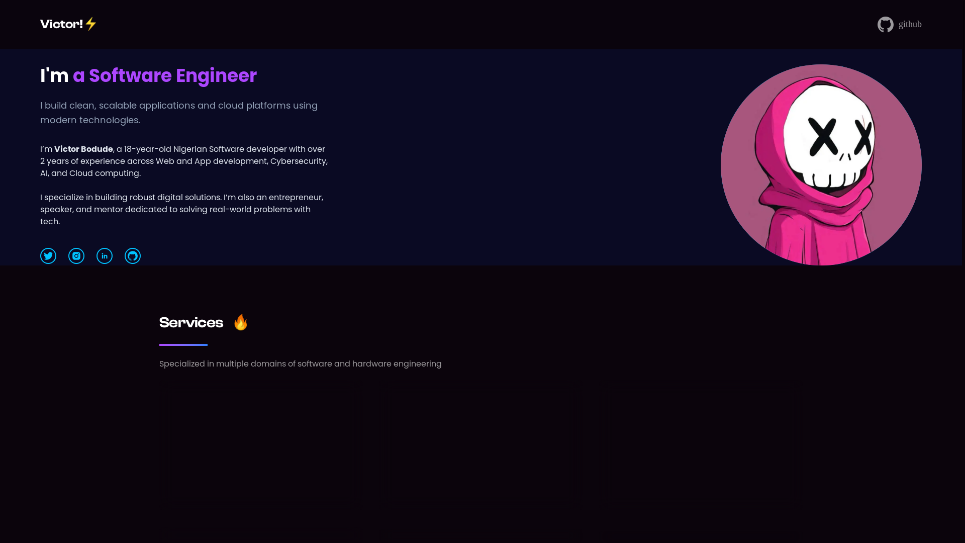 website screenshot of https://victorbodude.name.ng/