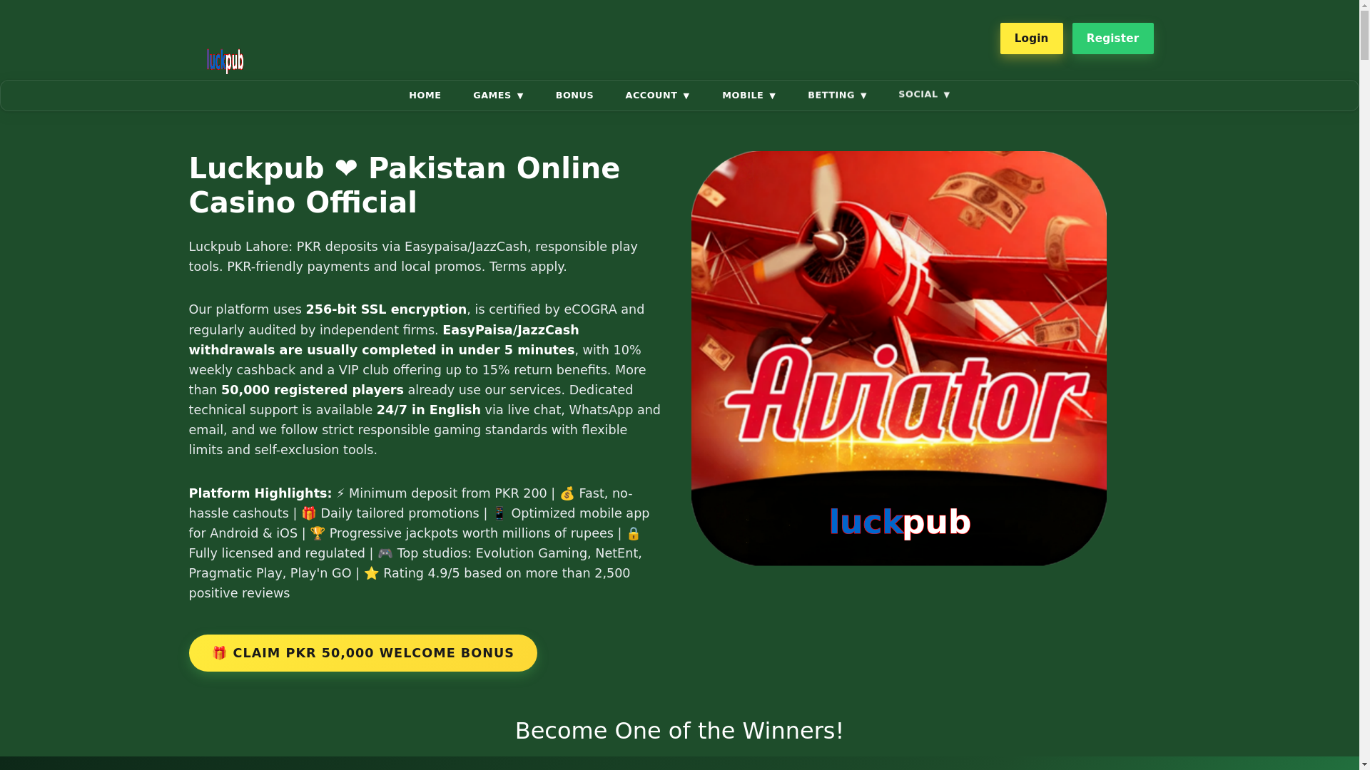 website screenshot of https://luckpubp.com/