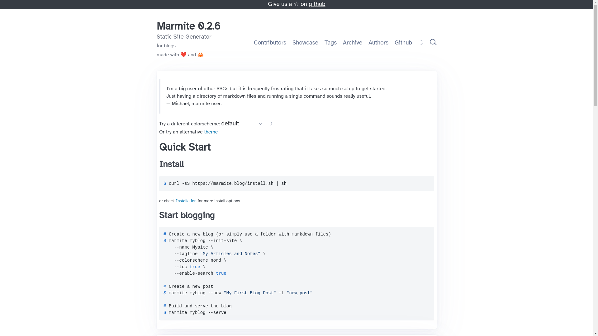 website screenshot of https://marmite.blog/