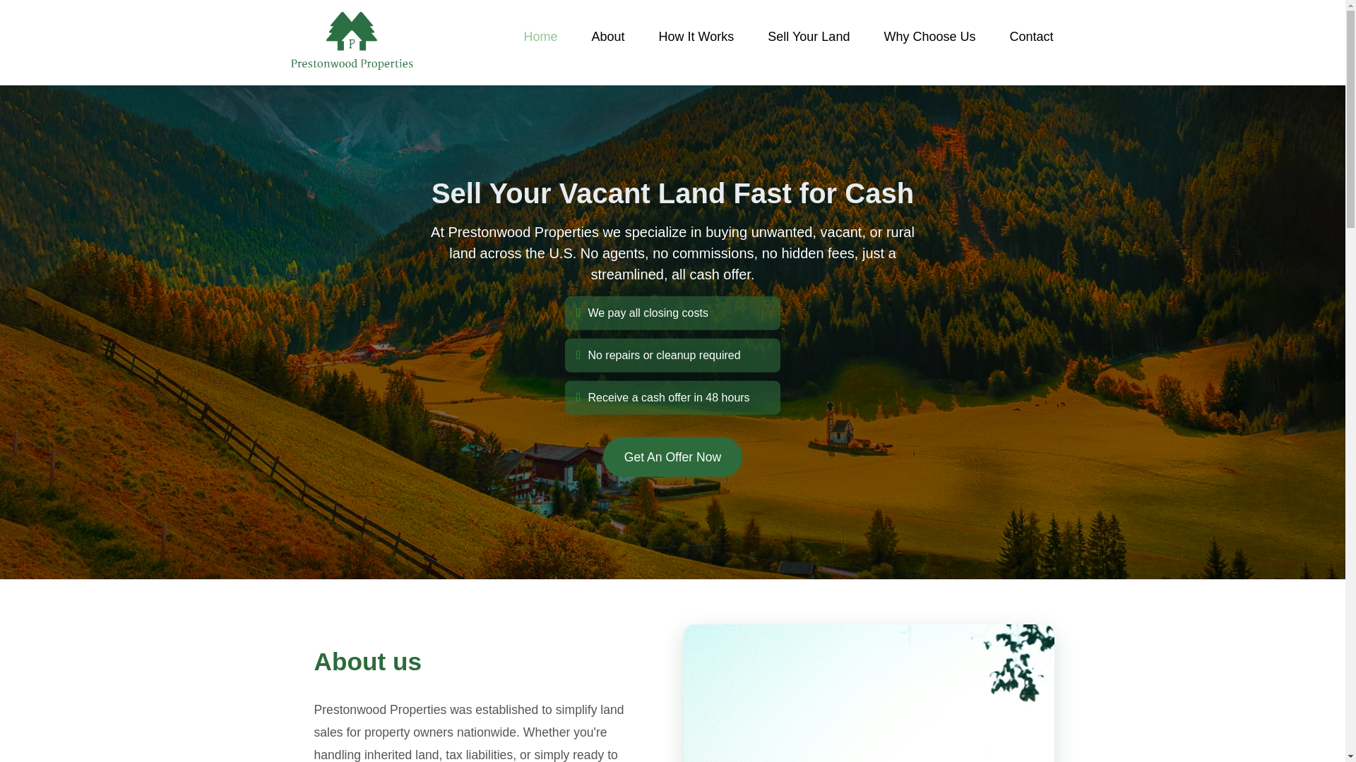 website screenshot of https://instantvacantlandbuyersusa.com/