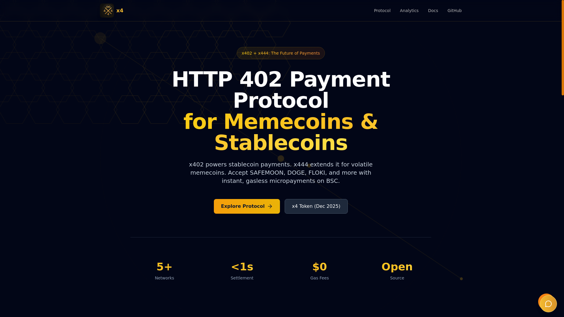 website screenshot of https://x4protocol.tech/