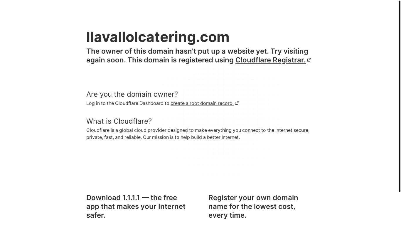 website screenshot of https://llavallolcatering.com/