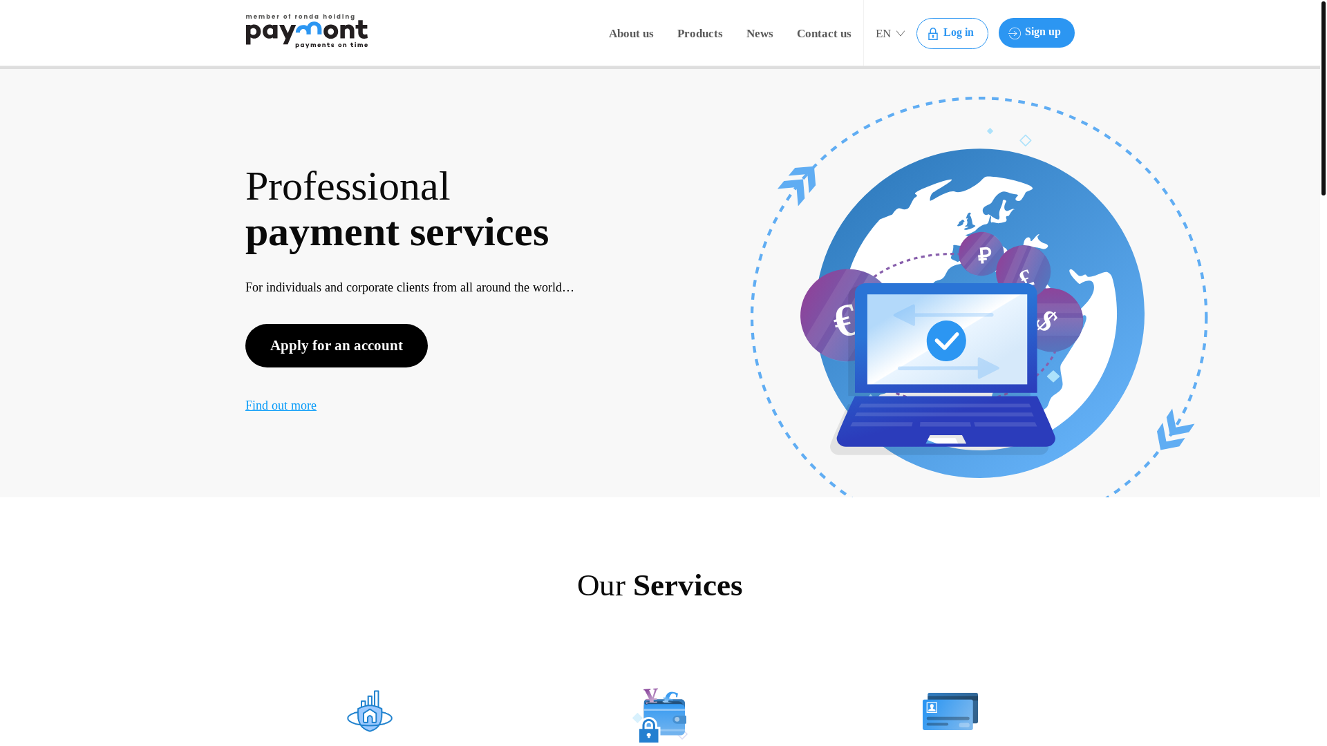 website screenshot of https://www.paymont.eu/