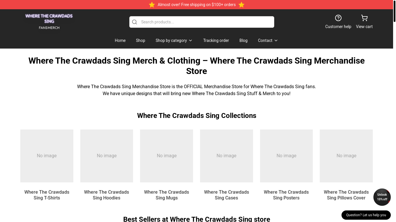 website screenshot of https://wherethecrawdadssingmerch.shop/