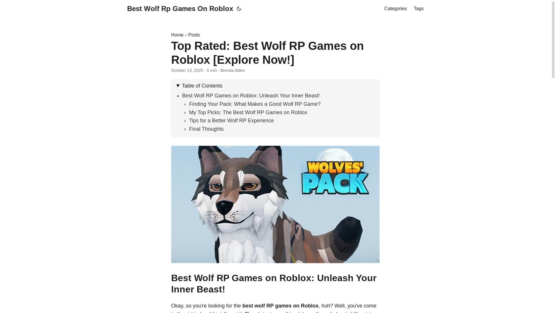 website screenshot of https://best-wolf-rp-games-on-roblox.pages.dev/