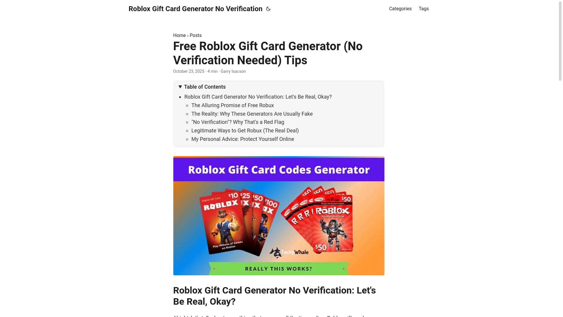 website screenshot of https://roblox-gift-card-generator-no-verification.pages.dev/