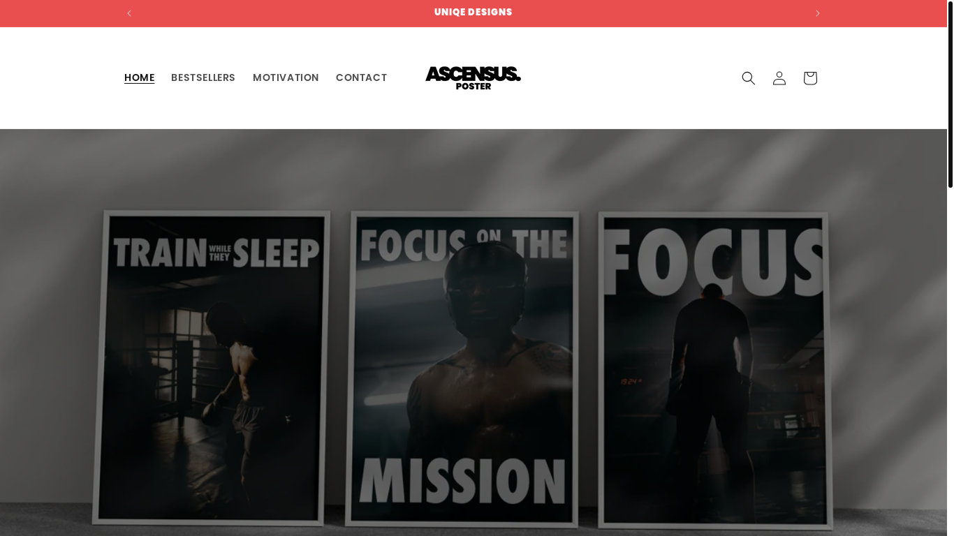 website screenshot of https://ascensusposter.com/
