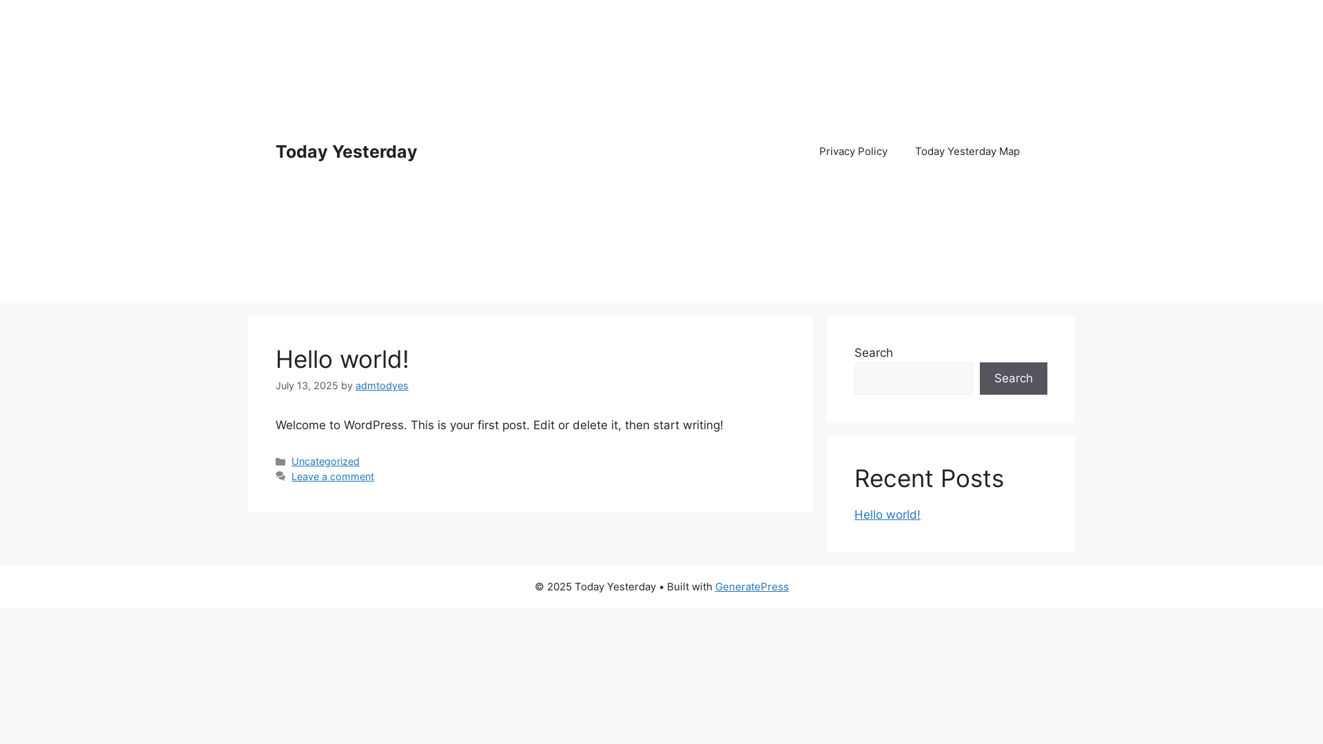 website screenshot of https://todayyesterday.org/
