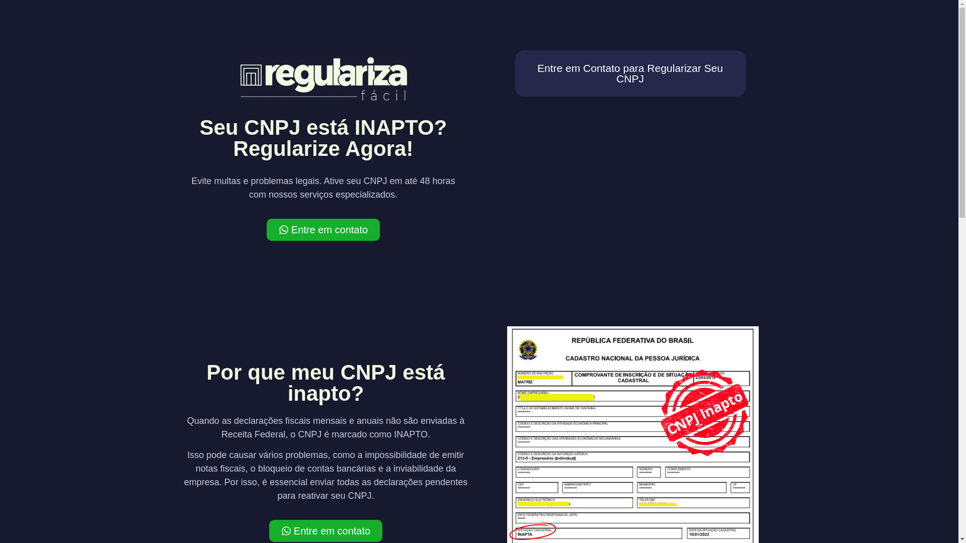website screenshot of https://regularizafacil.net.br/