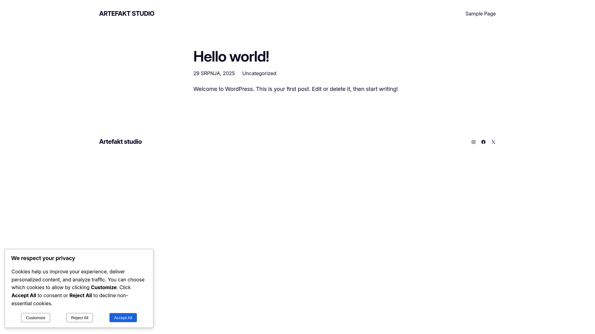 website screenshot of https://artefaktstudio.eu/