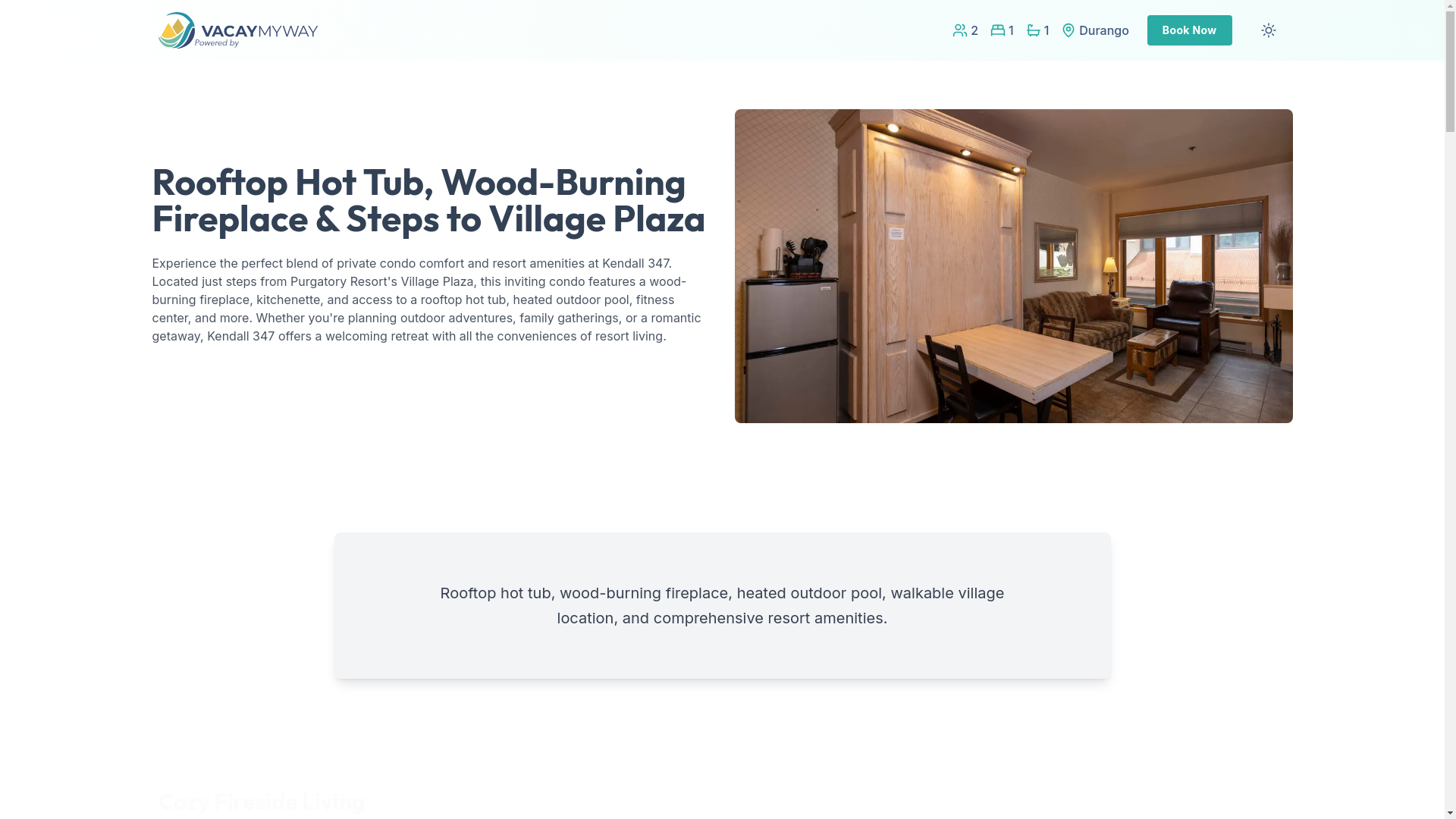 website screenshot of https://cozydurango.vacations/