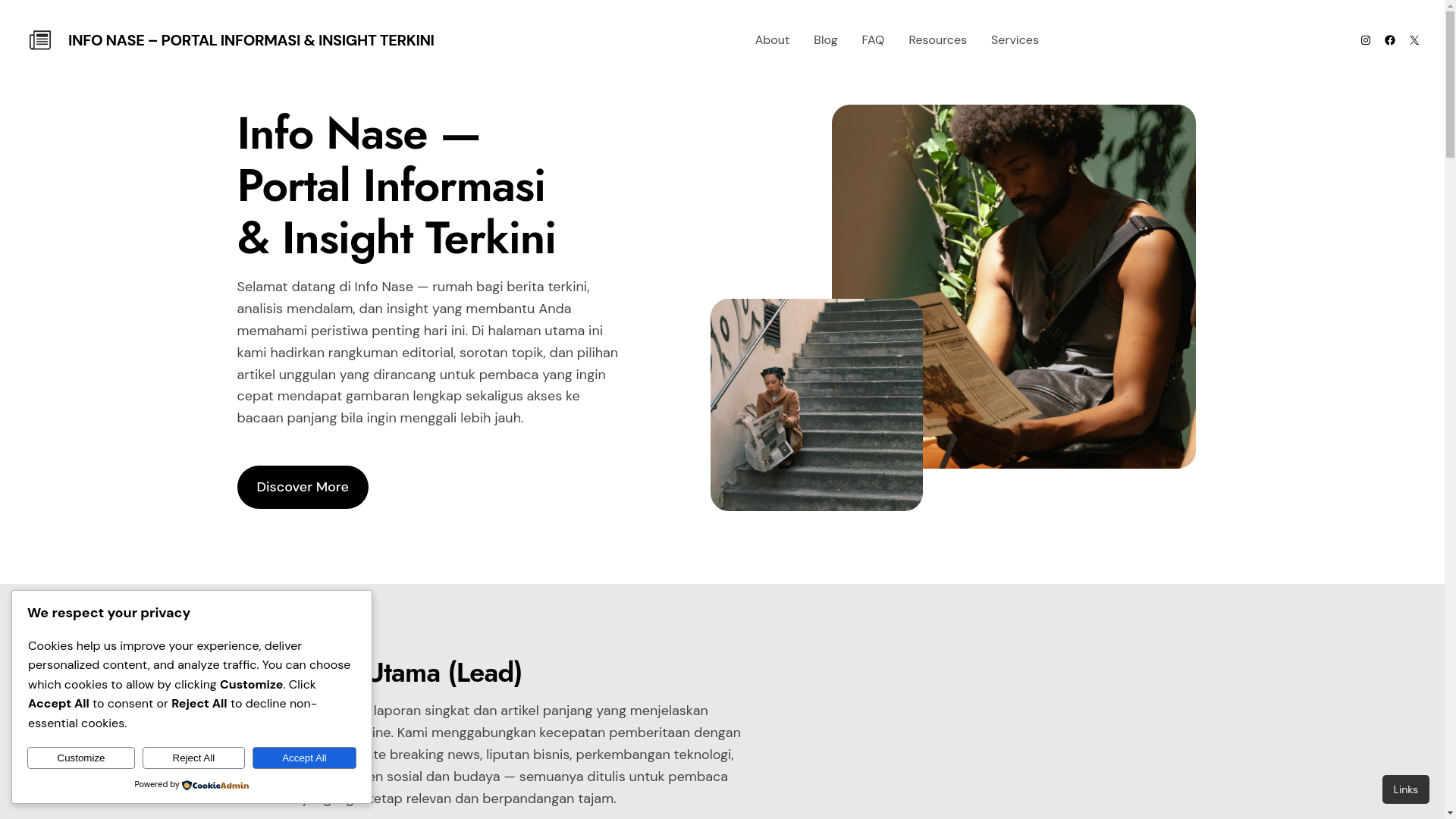 website screenshot of https://infonase.id/