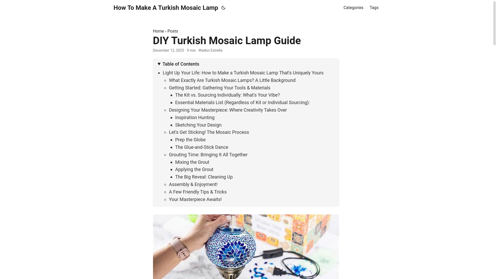 website screenshot of https://howtomakeaturkishmosaiclamp.pages.dev/