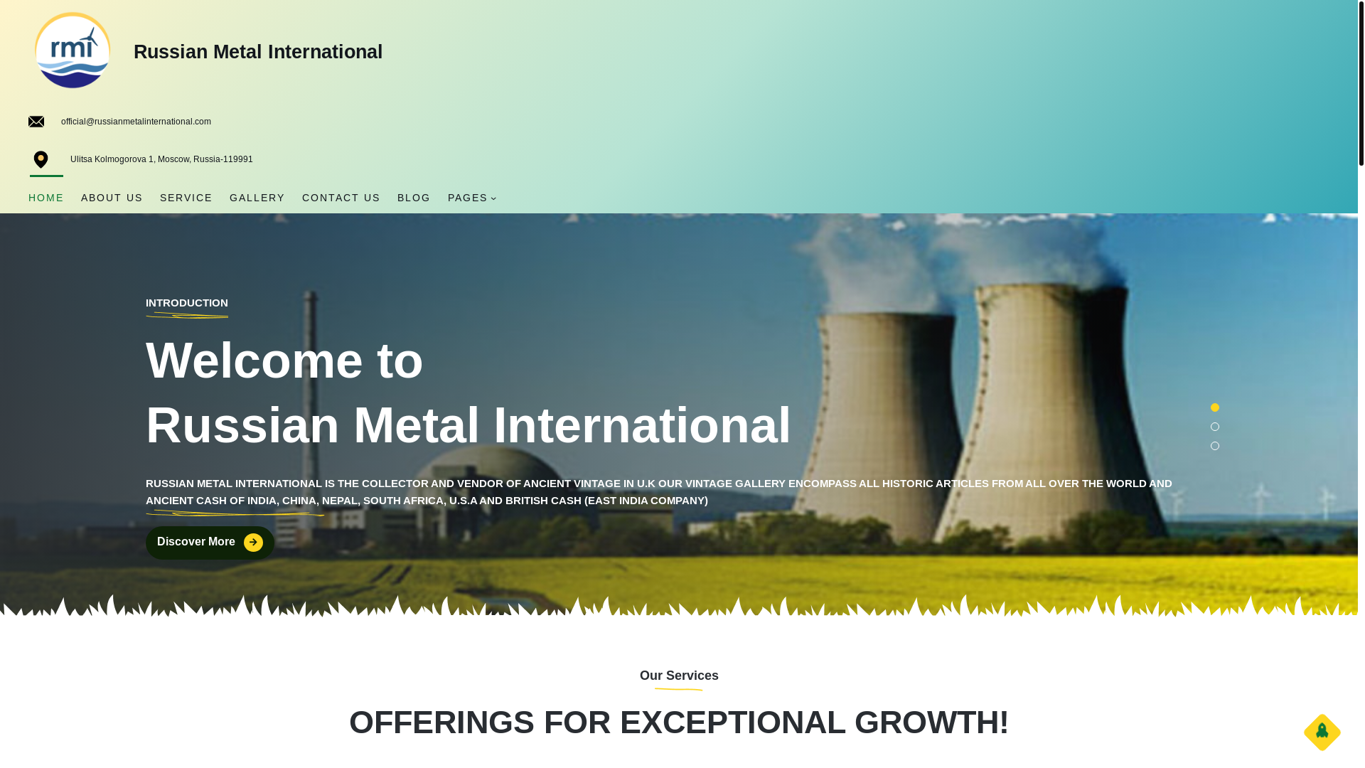 website screenshot of https://russianmetalinternational.com/