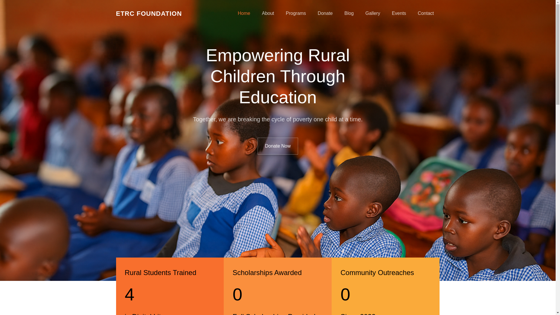 website screenshot of https://educatetheruralchild.org/