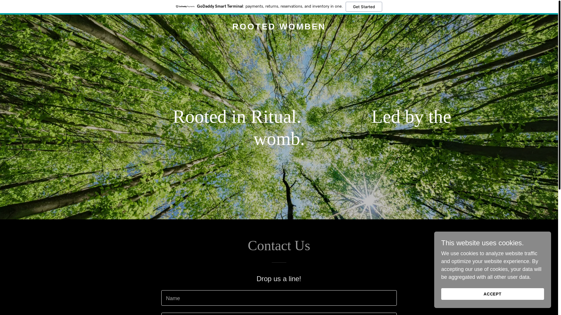 website screenshot of https://rootedwomben.com/