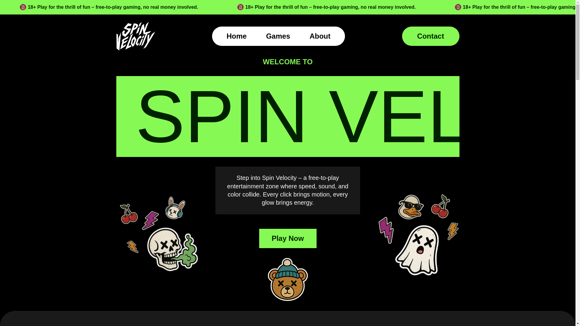 website screenshot of https://spinvelocityca.games/