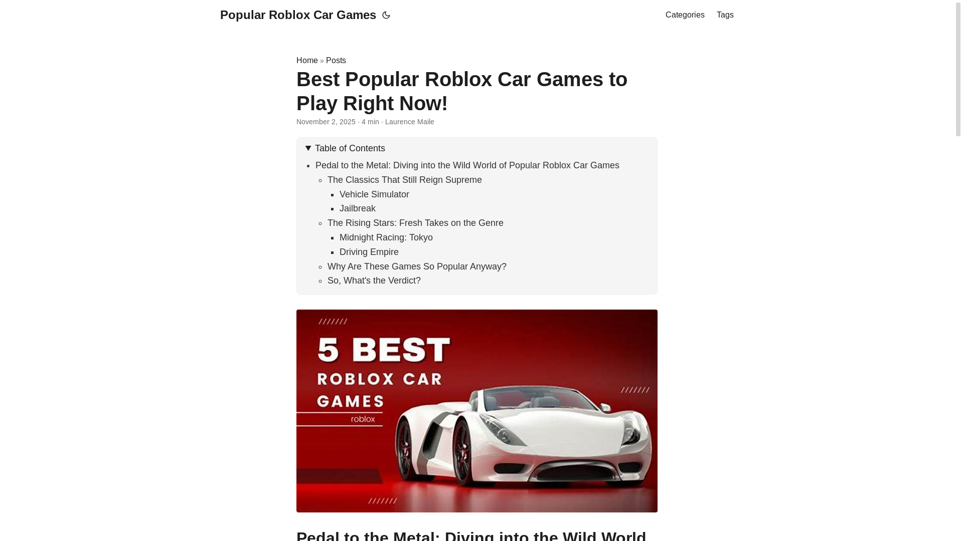 website screenshot of https://popular-roblox-car-games.pages.dev/