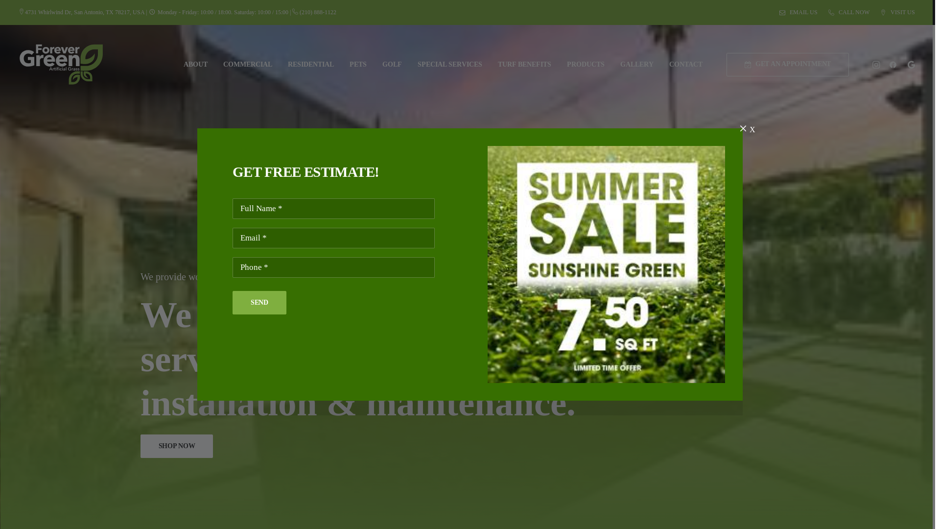 website screenshot of https://forevergreenartficialgrasshq.com/