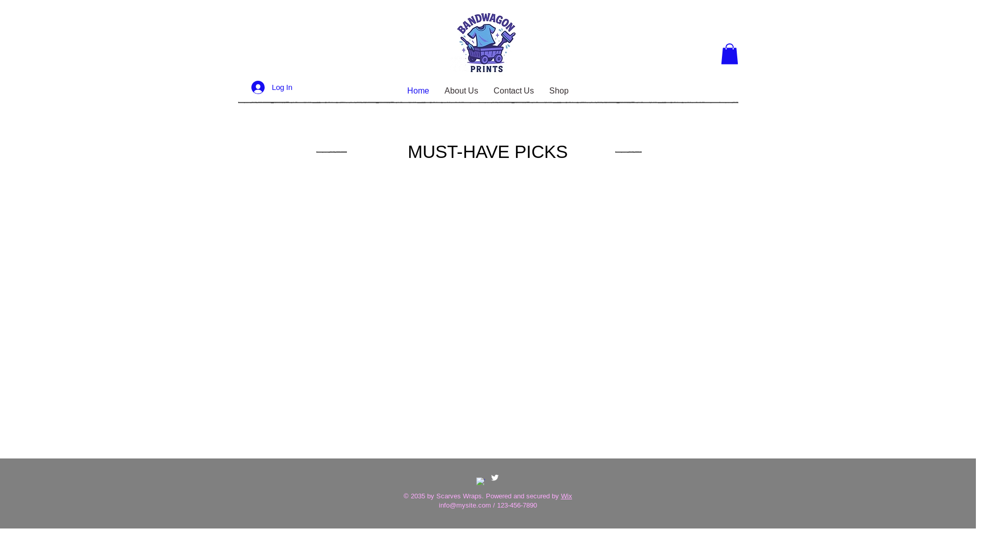 website screenshot of https://bandwagon-prints.com/