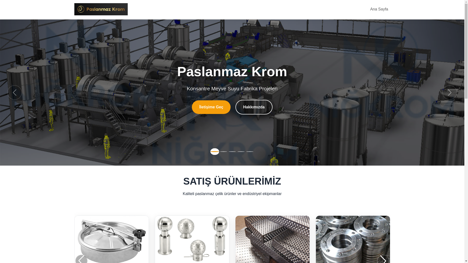 website screenshot of https://paslanmazkrom.com/