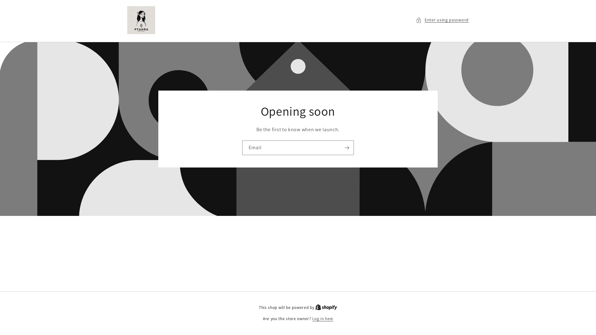 website screenshot of https://ptahra-apparel.com/