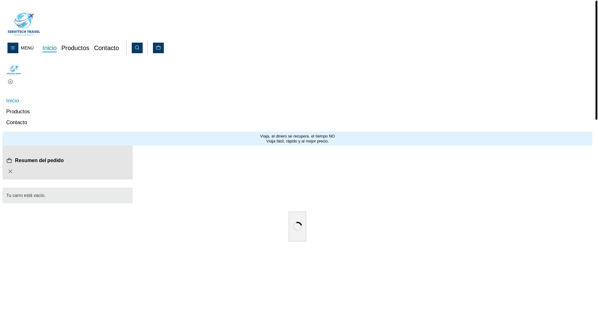 website screenshot of https://servitechtravel.cl/
