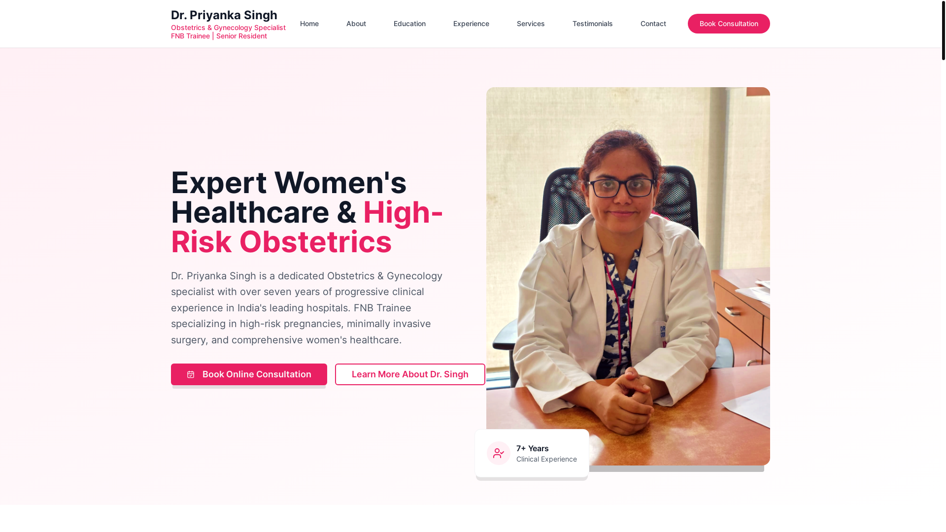 website screenshot of https://drpriyankafemcare.com/