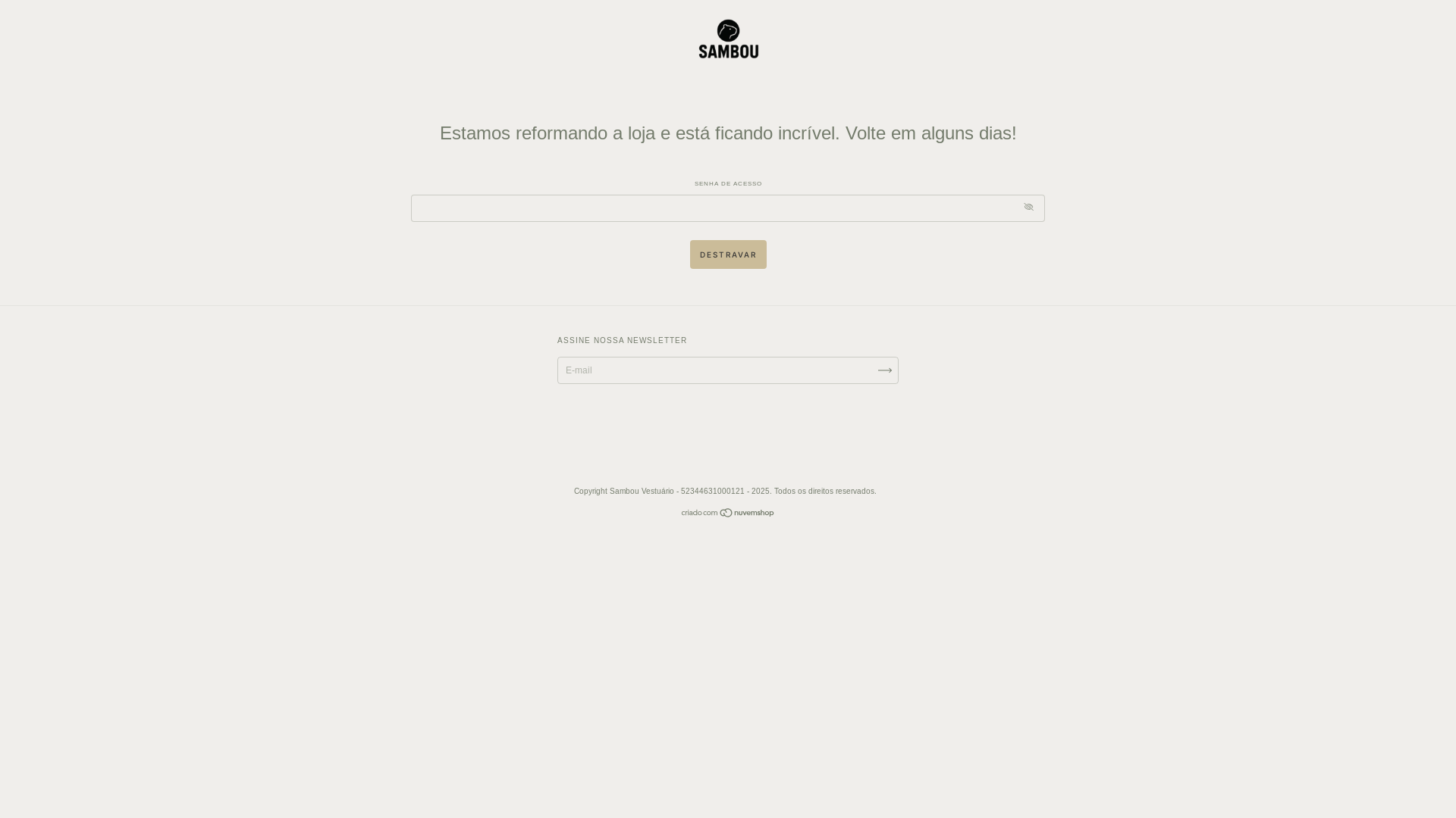 website screenshot of https://sambouvestuario.com.br/