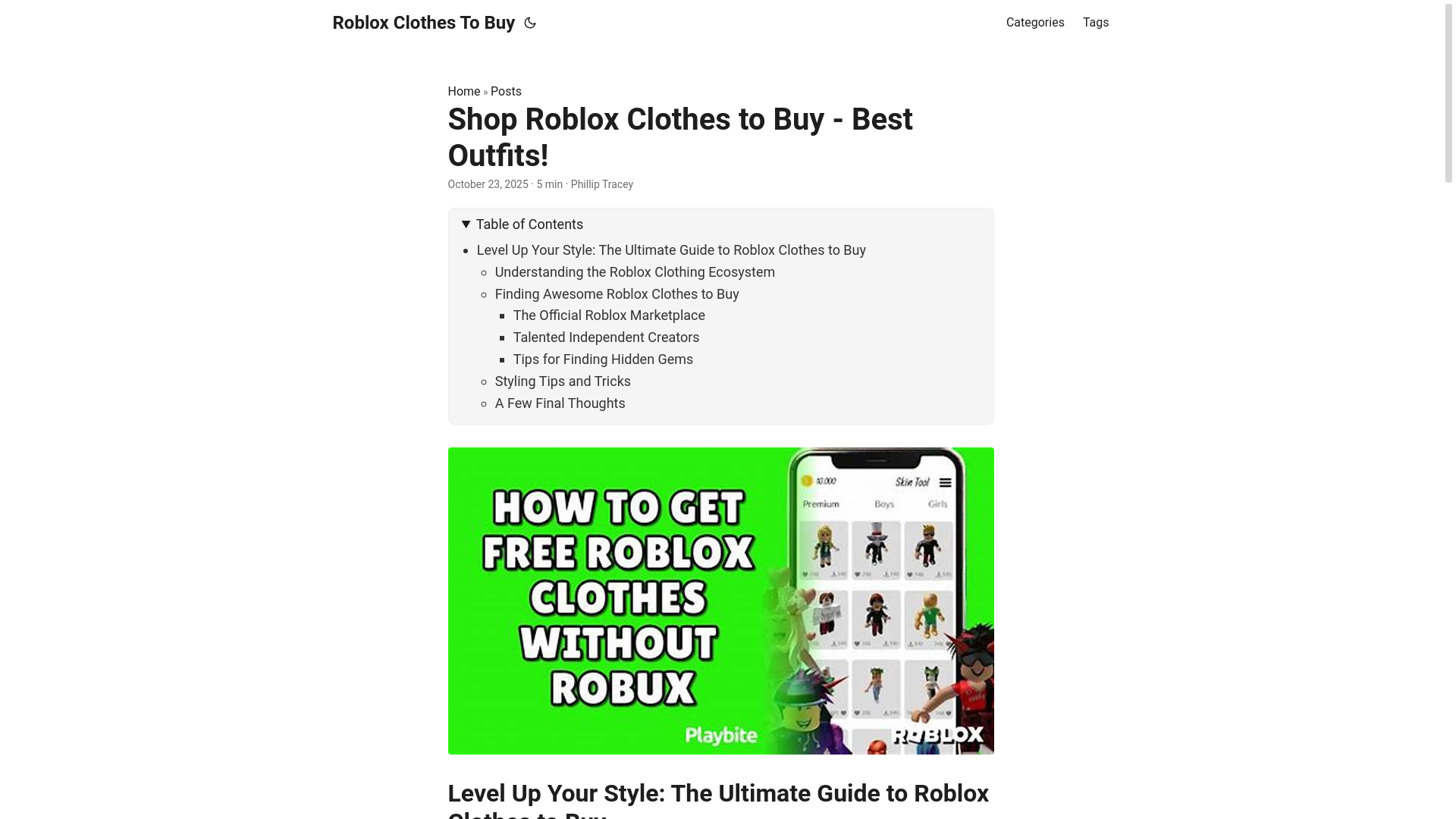 website screenshot of https://roblox-clothes-to-buy.pages.dev/