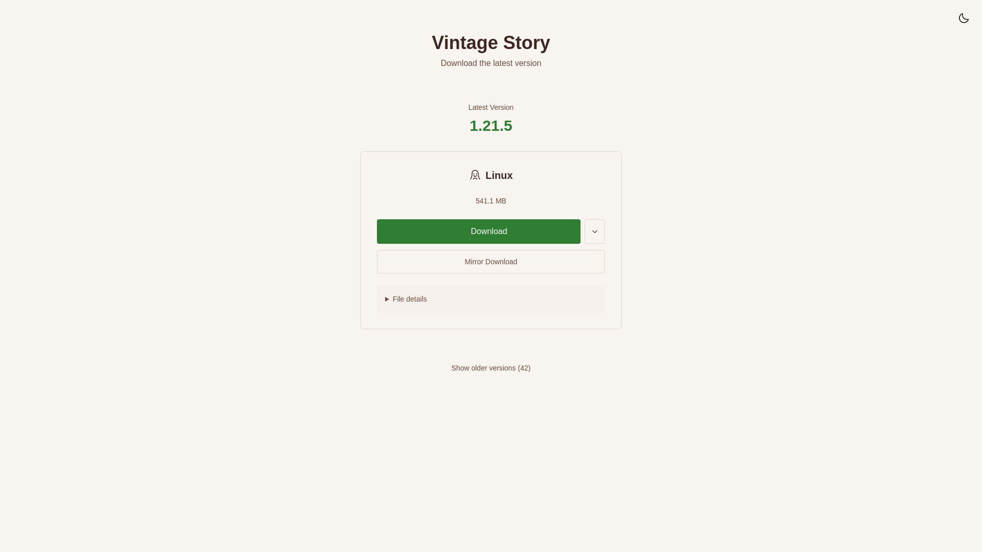 website screenshot of https://vintagestory-downloads.pages.dev/
